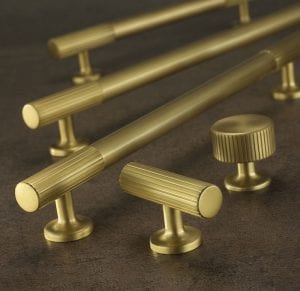 Brushed brass cabinet hardware from Horton Brasses Inc