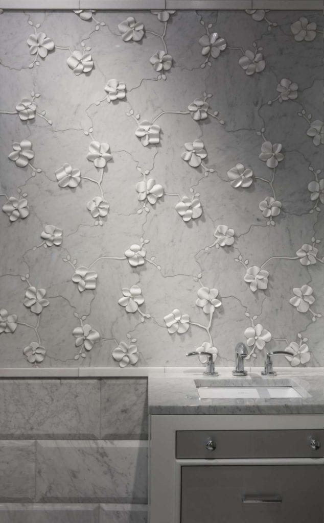 Bianco carrara orchid dimensional wall tile by Artistic Tile.
