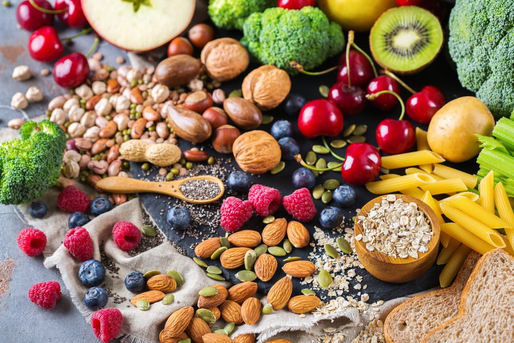 Healthy snacking - nuts, fruits and veggies