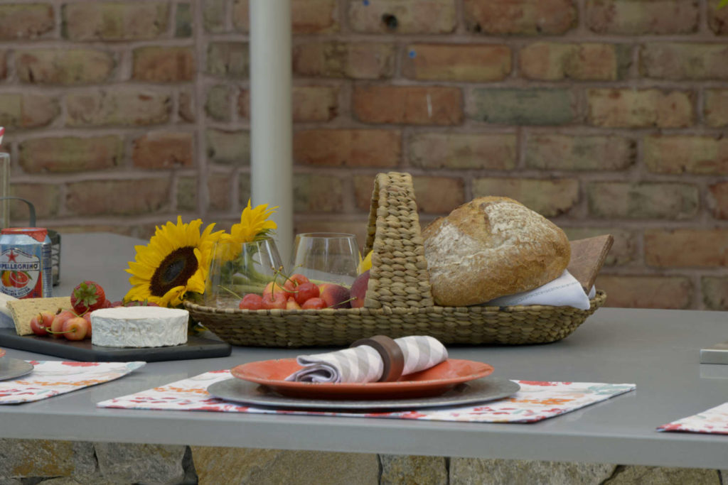 Picnic Spread on an outdoor kitchen counter
