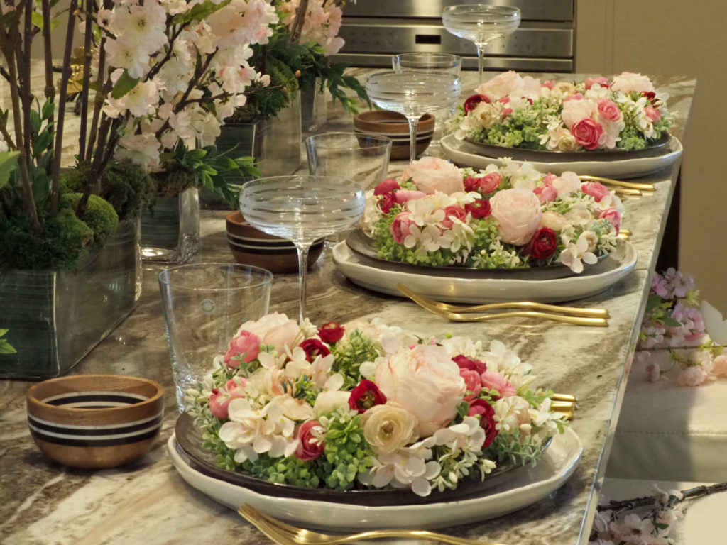 Place Settings with Floral Wreaths