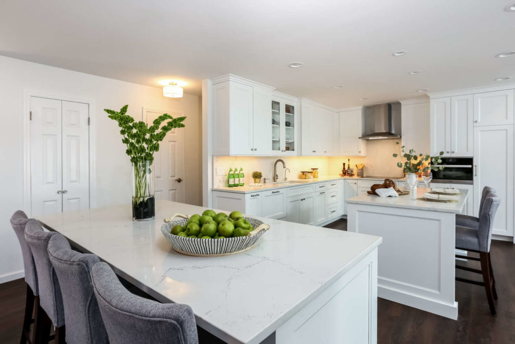 White Kitchen with Two Islands