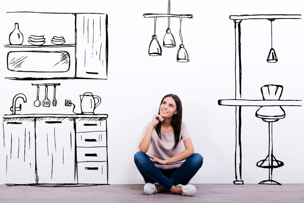 Woman Dreaming of New Kitchen