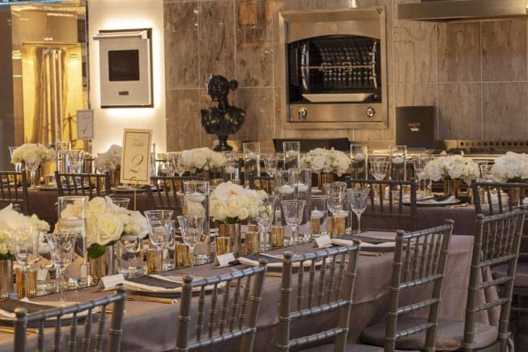 Event tables set for Bilotta's seven course truffle dinner