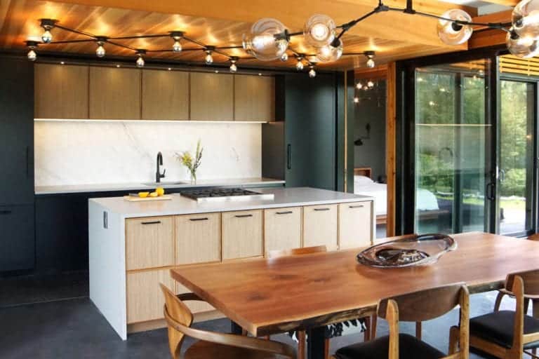 Bilotta kitchen in mid-century modern glass Hudson Valley home.