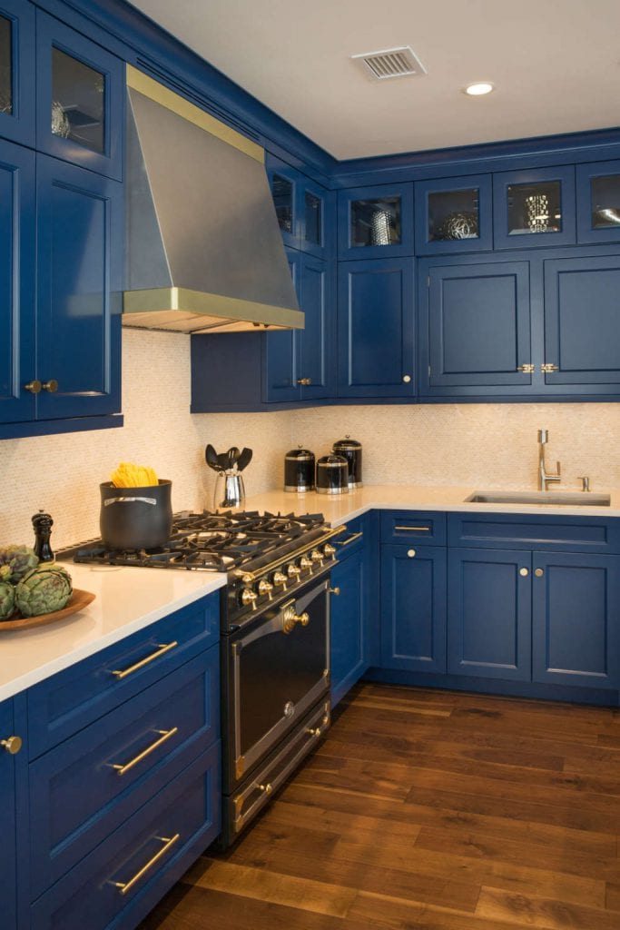 Blue Kitchen Cabinetry & Black La Cornue Range