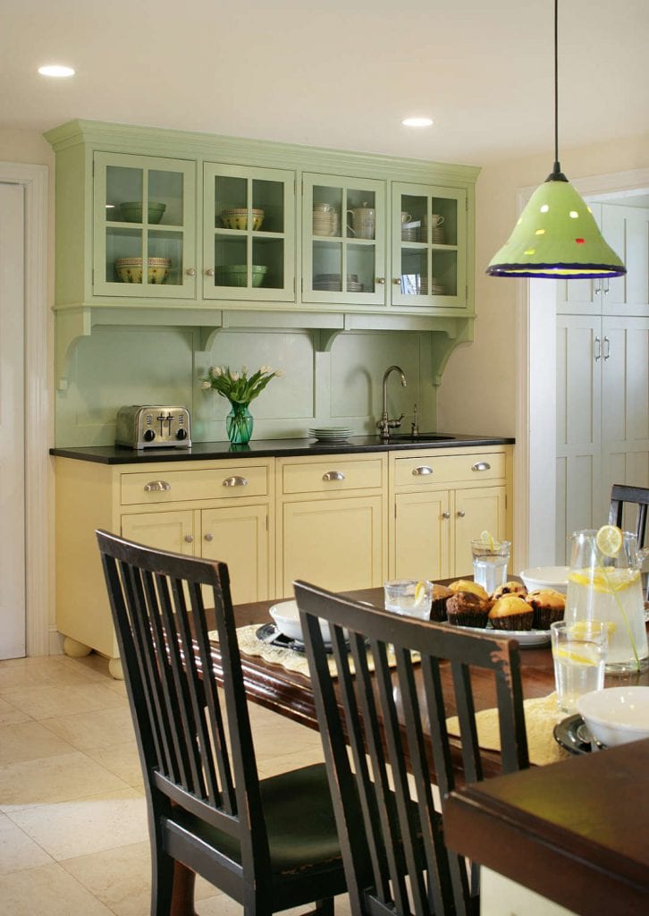 Pastel Green & Yellow Cabinetry 