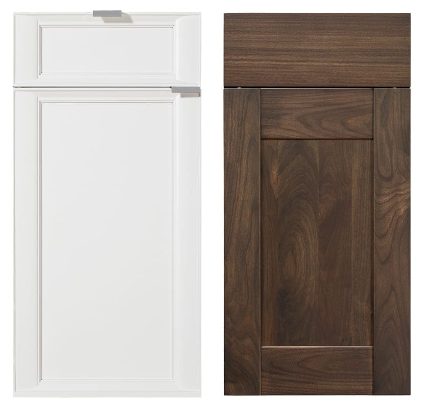 Door Samples in White Paint and Walnut
