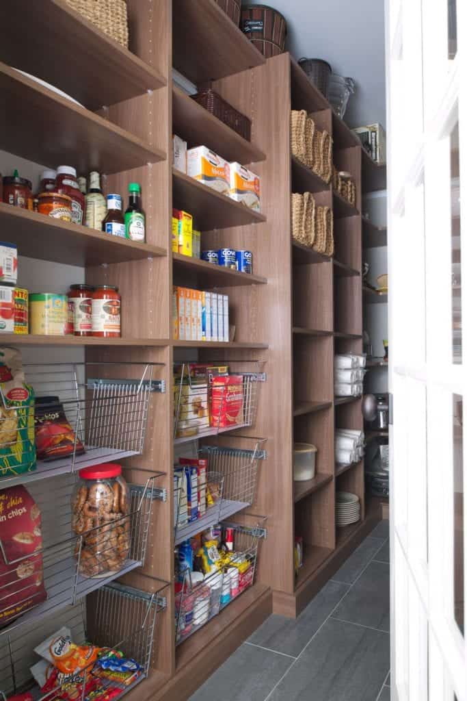 A Bilotta Pantry with wire baskets for additional storage