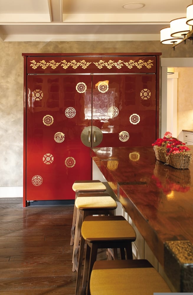Red Lacquer Cabinetry 