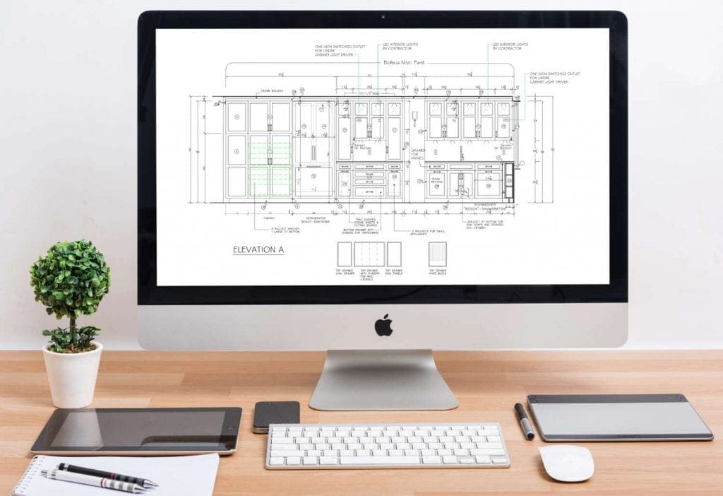 Mac Computer Showing Kitchen Floor Plan