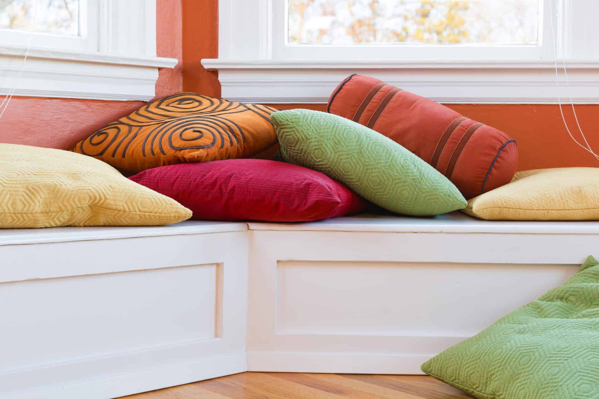 Colorful Pillows on a Banquette